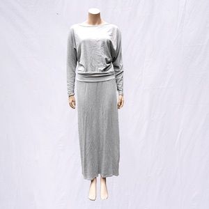 Anthropologie *BRAND NEW* NWT gray stretch long sleeve maxi dress medium